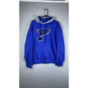 St Louis Blues Hoodie Mens Large Blue Gray NHL Hockey Pullover Fleece Sweatshirt